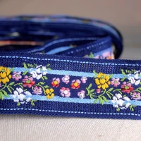 3 yards 3 5 cm embroidered blue flower webbing ribbon for women garment collar headband diy crafts trimmings lace fabric