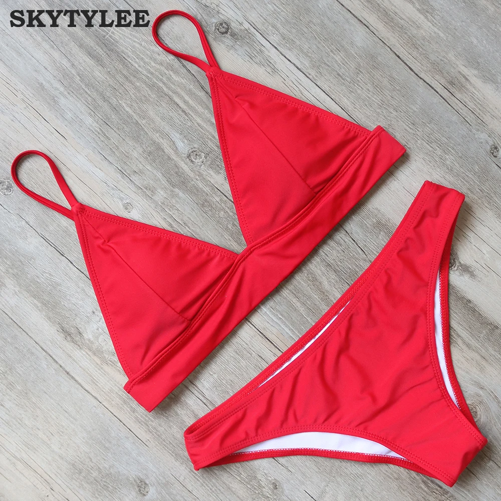 MOOSKINI Brand 2018 Hot Solid Swimwear Women Swimsuit Bikini Set Sexy Bandage Brazilian Biquini Push Up 3 Color Beachwear |