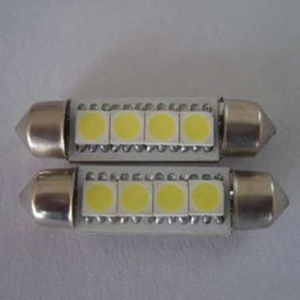 Car styling DC 12V 39mm C5W 4 SMD 5050 LED White CANBUS Error Free License Plate light Bulb Dome Festoon Lamp source | Автомобили и