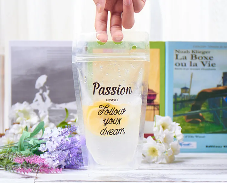Passion Style Leotrusting, 50 шт в наборе, 300-500 мл ручка Пластик пакеты для напитков прозрачный/матовый молока сока Кофе питьевой мешок вечерние свадебные мешок напитка - Цвет: Passion Style