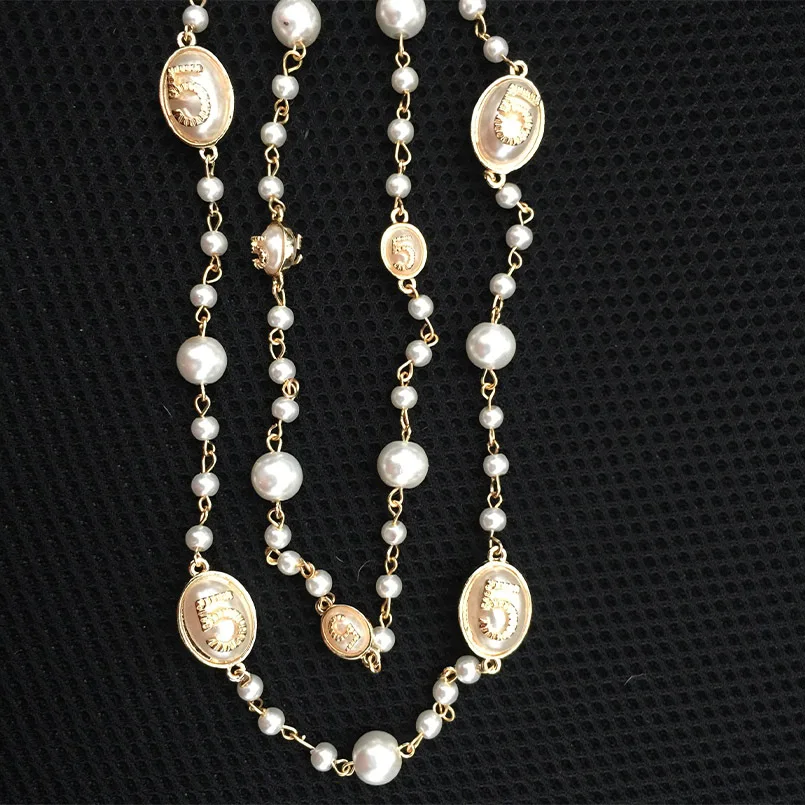 2018 Новая мода жемчуг горный хрусталь номер 5 четыре листа клевера двойной цепи