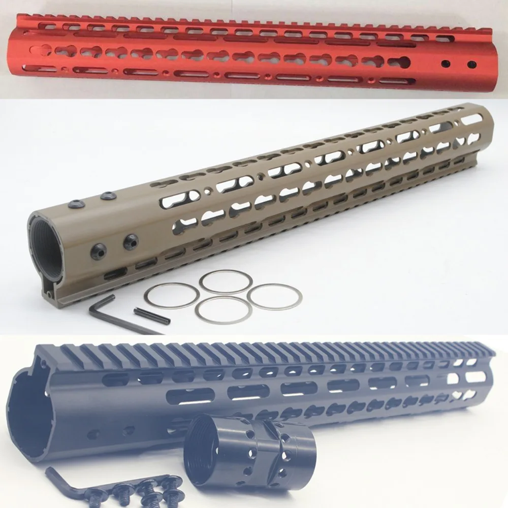 

TriRock загар/черный/красный 15 ''Длина Keymod наручная планка Бесплатная плавающая система рельсовое крепление бесплатная доставка