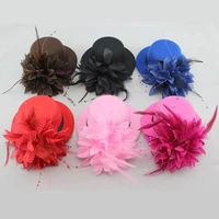 unique design party wedding hair clip hat colorful flower feather bride headband princess hair accessories