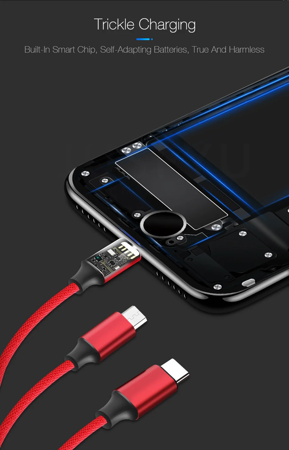 2.4A 3 в 1 usb кабель для зарядки type C USB для iPhone X 7 8 зарядное устройство Micro USB кабель для samsung Xiaomi Huawei Android телефонный кабель