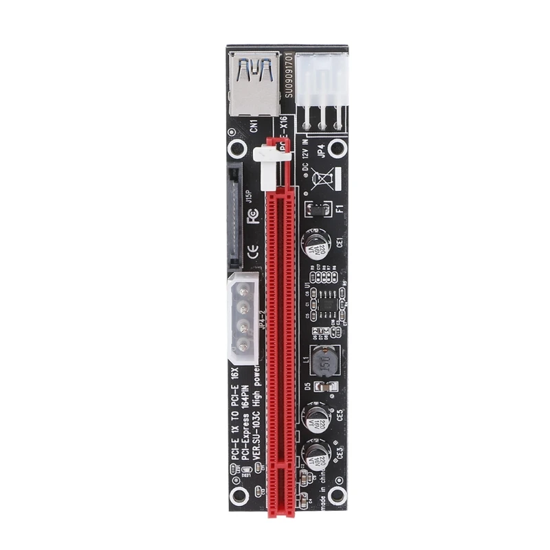4pin 6pin SATA power PCIExpress 16X Slot Riser Card USB 3,0 PCI-E pci-express 1x to 16x PCIE Riser для майнинга биткоина BTC