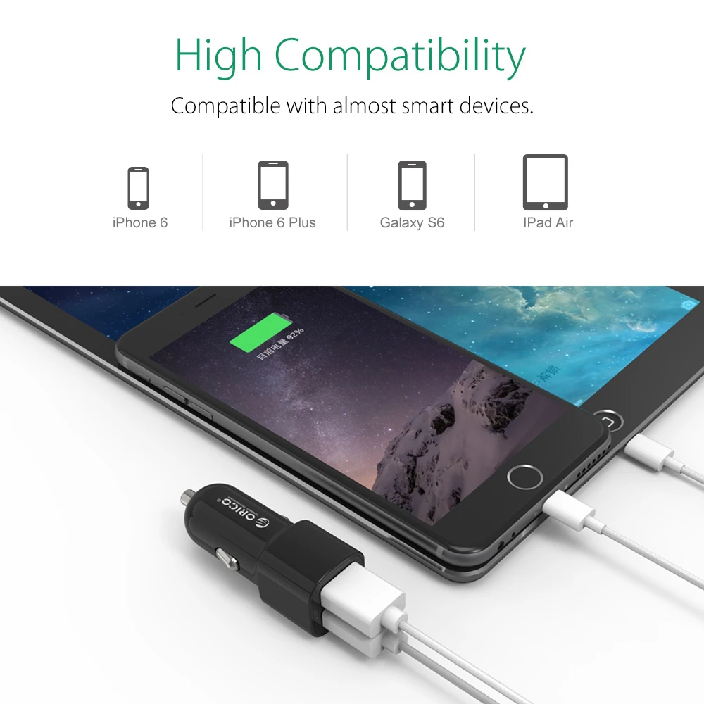 Автомобильное зарядное устройство ORICO 2 порта Mini USB 50 см кабель для передачи