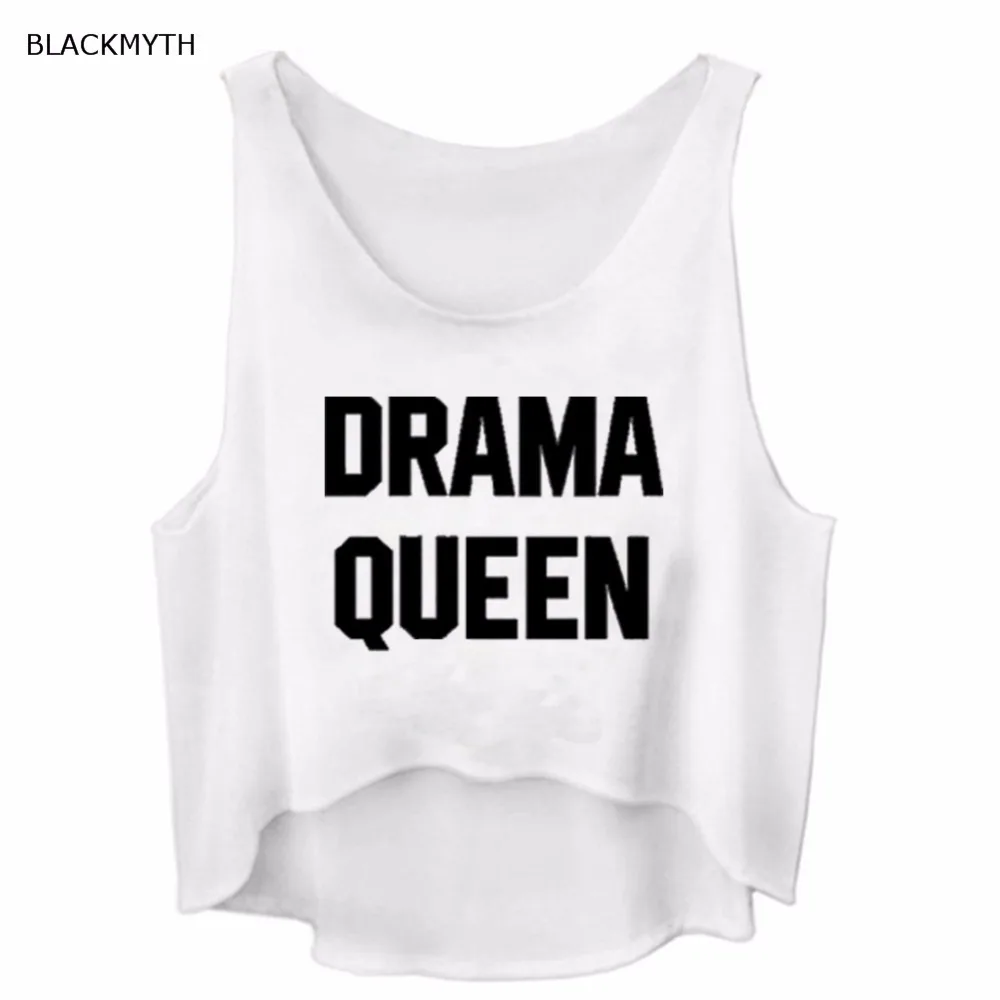 Blackmyth Фитнес белый Повседневное Для женщин Безрукавки для Drama Queen с буквенным