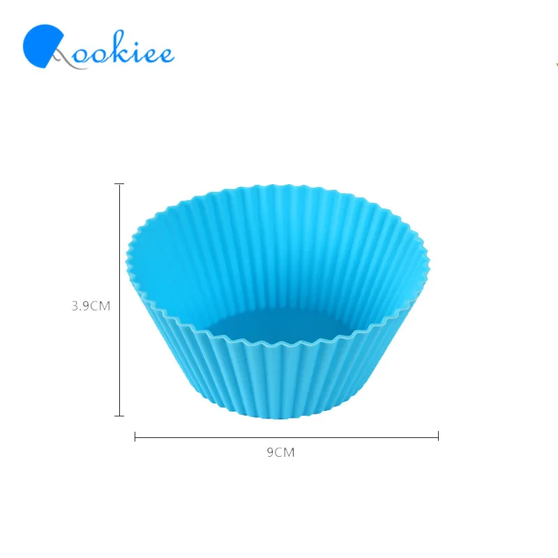 Qookie12pcs Кекс Маффин Плесень Круглый Форма Красочные Силиконовые Muffin случаи торт