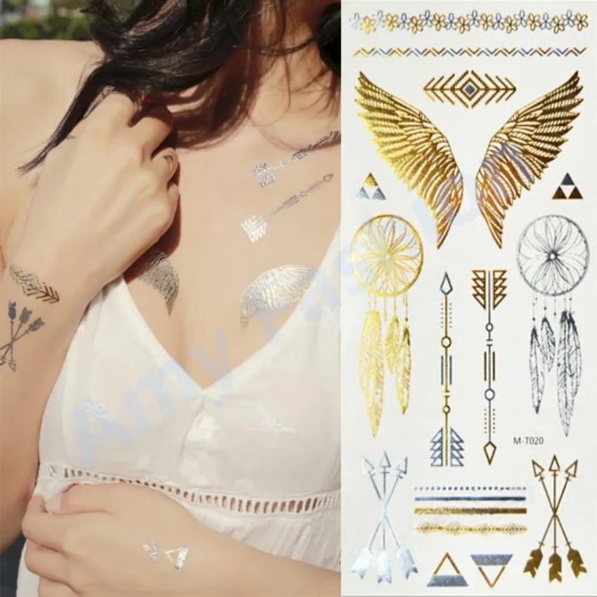 Одна штука тело краска макияж золото татуировка вспышка тату временная металлическая татуировка бронзатор макияж для лица.