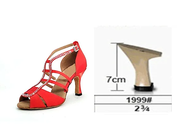 Samisoler красная новая ткань для вспышки Блестящий горный хрусталь Бальные модные танцевальные женские конкурс латиноамериканских танцев обувь - Цвет: Red heel 7cm