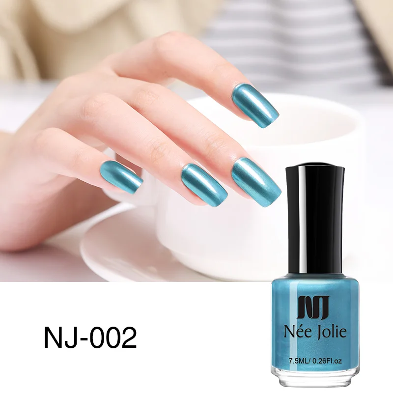 7.5ML NJ-002 NEE JOLIE Серебряный зеркальный лак для ногтей розовое золото прозрачный цвет 7,5 мл стойкий лак для ногтей 18 цветов Быстросохнущий лак для ногтей - Цвет: 7.5ML NJ-002