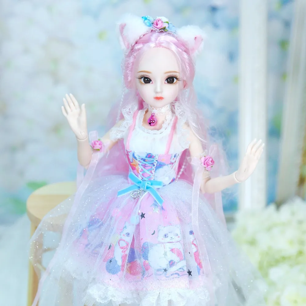 1/4 BJD Dairy Queen name by Rebecca pink hair механический шарнир розовый милый кот одежда обувь 45