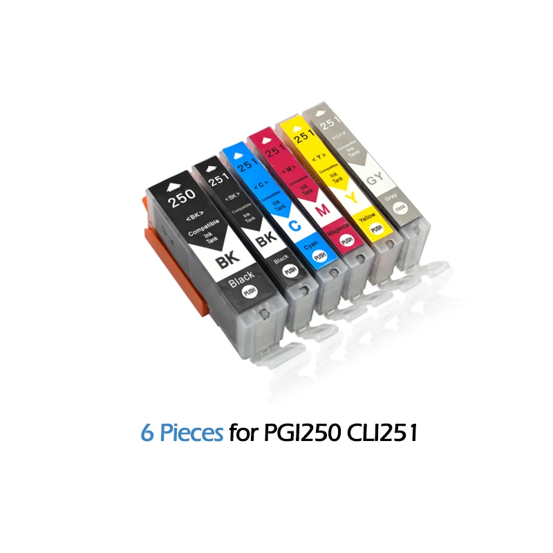 

6pcs XiongCai Compatible Ink Cartridges for canon inkjet PGI250 CLI251 PIXMA MG5420 MG5422 MG5520 MG6320 MG6420 MG7120 printers