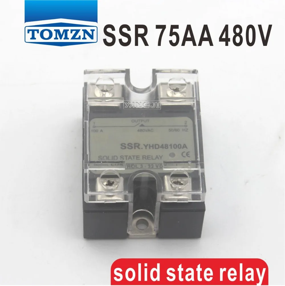 

75AA SSR вход 90-250 В AC нагрузка 24-480 В AC Высокое напряжение Однофазное AC твердотельное реле