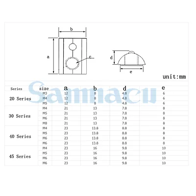 LOT10 T пружинная гайка M4 M5 M6 M8 полукруглый эластичный блок для 4040 алюминиевого