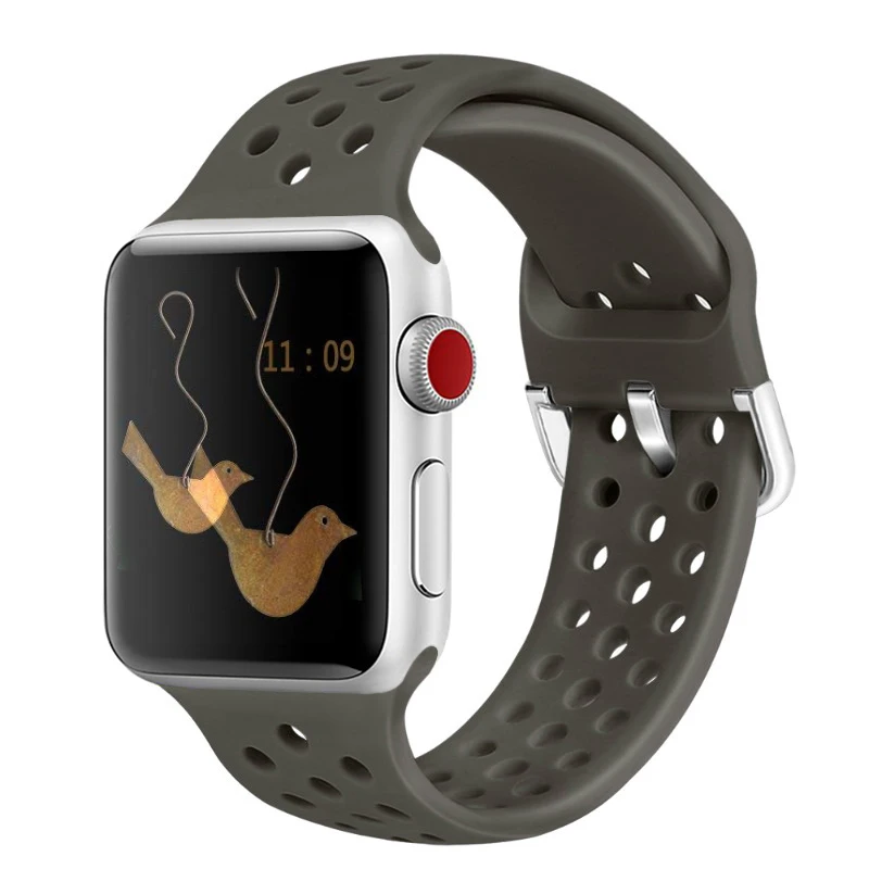 Сменный ремешок для Apple Watch 5 4 40 мм 44 мм мягкий силиконовый спортивный дышащий резиновый ремешок для iWatch серии 5 4 3 2 1 38 мм 42 мм - Цвет ремешка: Color 15