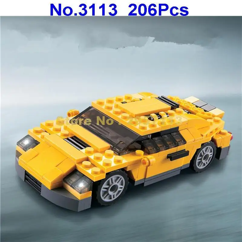 3113 206 шт. крутые тачки Гонки Грузовик 3 в 1 автомобиль Building Block совместимые 4939