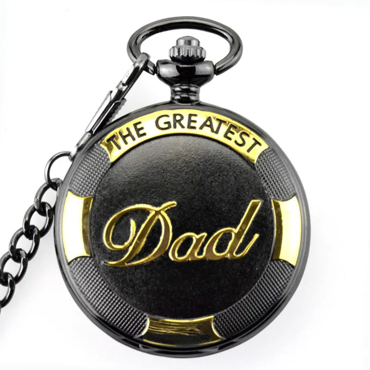 

Карманные часы, черные, золотые, самый лучший папа, кварцевые карманные часы с ремешком, рождественские часы, подарок для отца