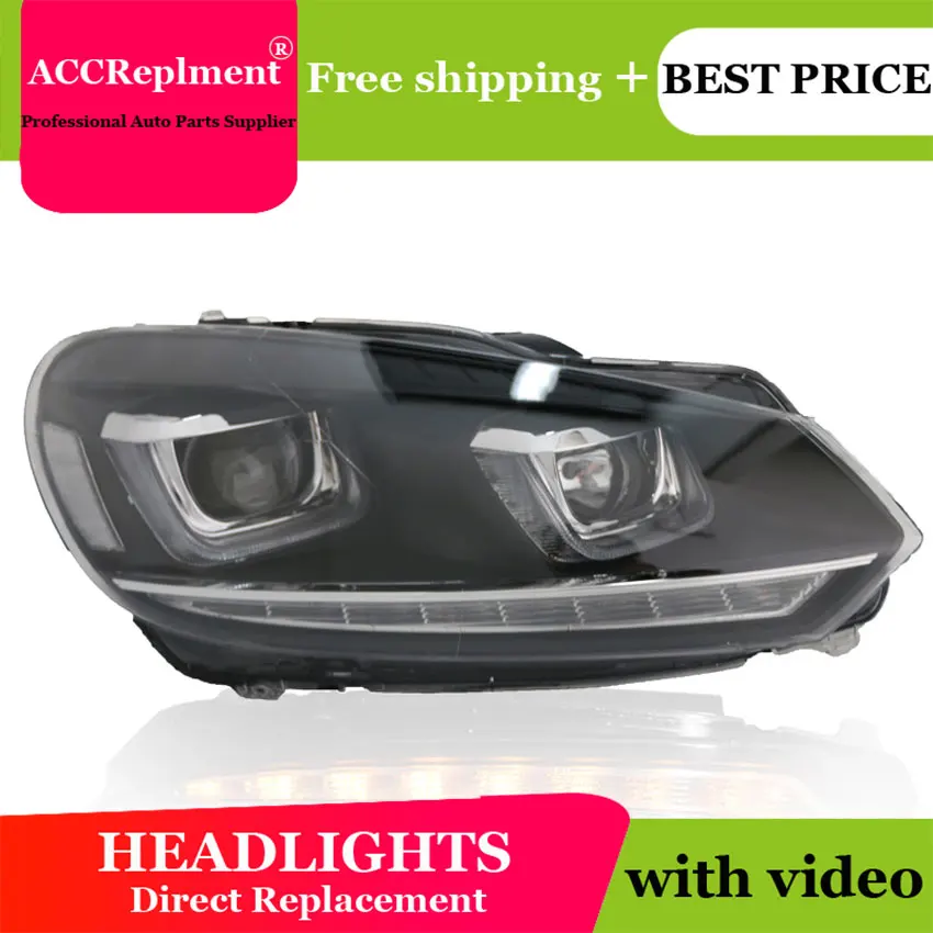 Авто освещение стиль светодиодный головной фонарь для VW Golf 6 фары 2010 2012 GIT R20 Angel eye