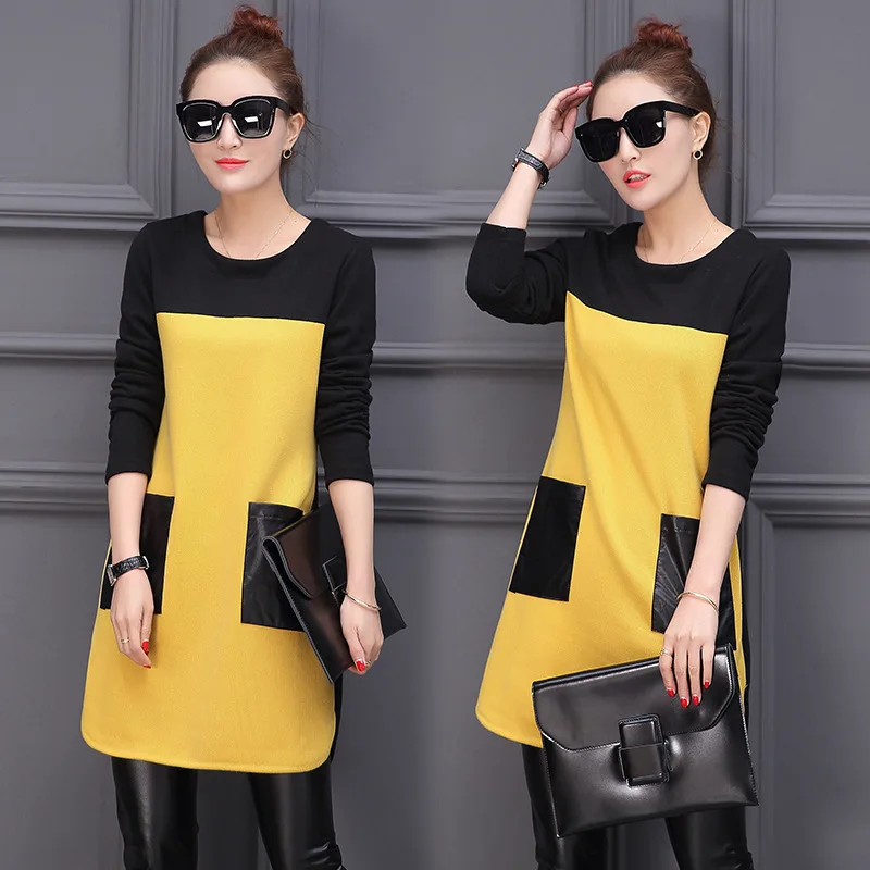 Женское осенне зимнее трикотажное платье с длинным рукавом|Женские платья| |