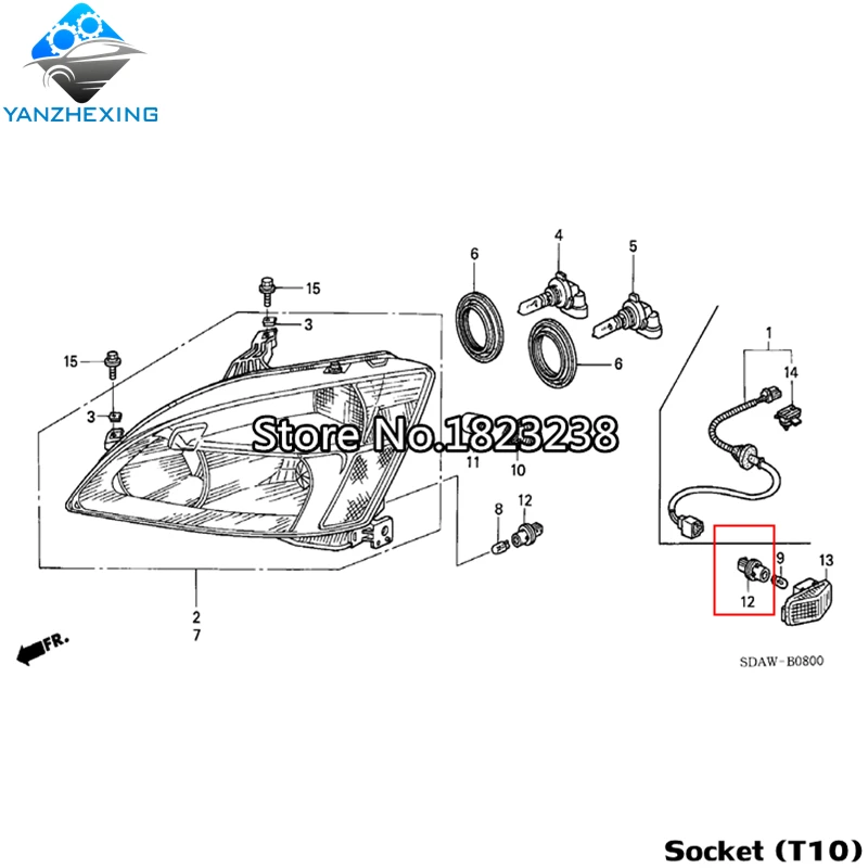Поворотники боковые лампы Fender лампы socket комп.(T10) для Honda City Accord для CIVIC Для CRV Fit vezel RL RLX 33304-S5A-003