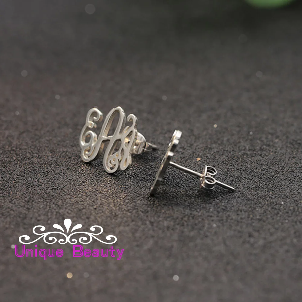 Personalized Monogram 3 Initals Earrings for Women 925 Solid Silver Letters Handmade Earring Anniversary Gift Friends | Украшения и