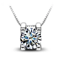 fashion silver plated necklace for women jewelry charm crystal square girl pendants necklace lady accessories female trendy
