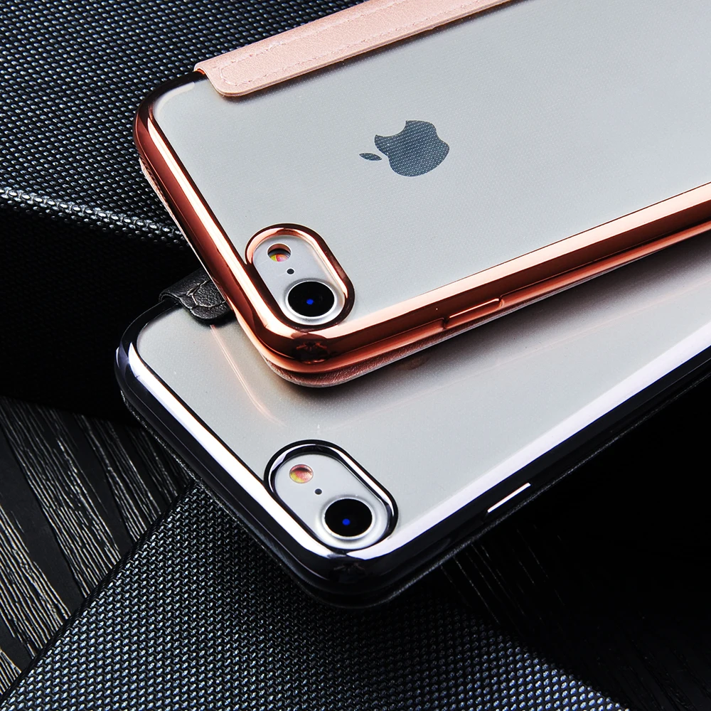 Гальванический кожаный бумажник флип чехол для телефона для iPhone X 8 7 6 6S Plus 5 5S SE Мягкий ТПУ чехол держатель для карт для iPhone XS Max XR