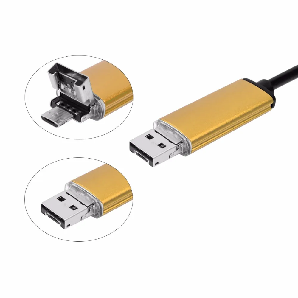 Prostormer 8 мм 2IN1 USB эндоскоп Камера 6Led Broscope Камера ПК с системой андроида и Камера задняя золото эндоскопе 2/5/10M