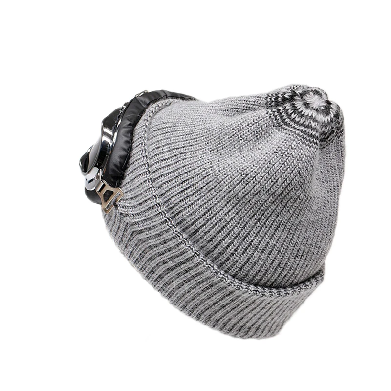 Ветрозащитные шапки с очками для мужчин и женщин Зимняя кепка Gorros вязаная шапка