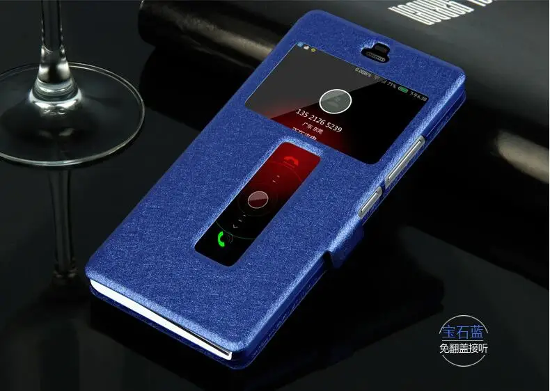 Для lenovo K3 Note A7000 чехол роскошное быстрое окошко для просмотра ответа флип-чехол из искусственной кожи с шелковой текстурой для K 3 Note K50-T5 чехол для телефона - Цвет: Синий