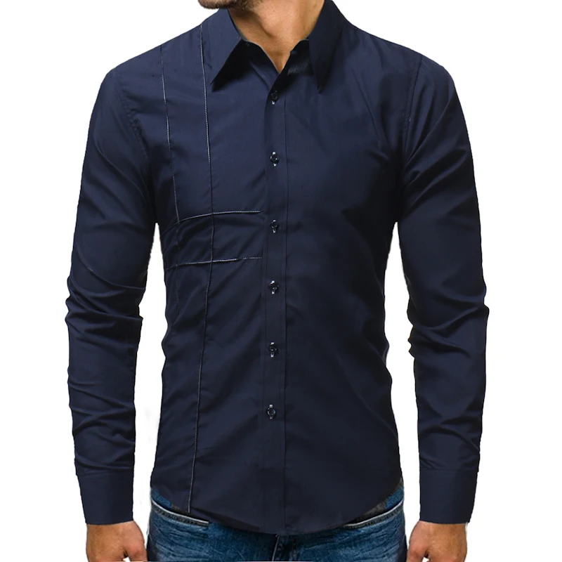 2019 мужские рубашки с длинным рукавом облегающие Брендовые дизайнерская
