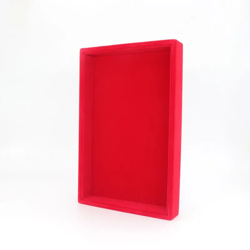 Velvet Red 22,5X14,5X3,0 см портативный Штабелируемый чехол для колец и сережек, Бархатный поднос для женщин, держатель для украшений, органайзер для макияжа для девочек - Цвет: Velvet Red
