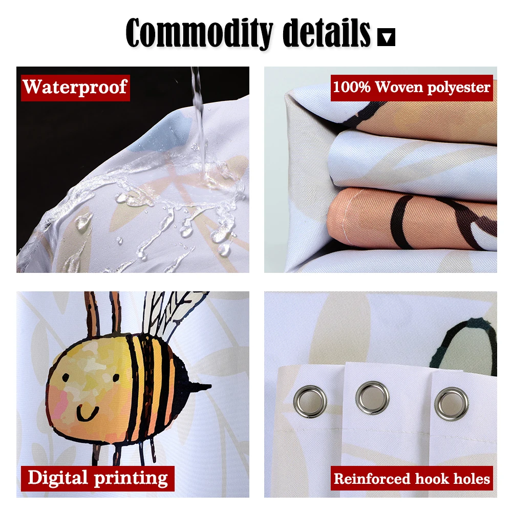 

Sweet life Lovely Cartoon Letter Little Pattern Shower Curtain Pets Wash shower Waterproof Bathroom Decor 180x200cm Large