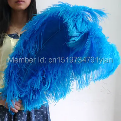 

wholesale Quality 10pcs perfect natural Large feathers Lake Blue ostrich feather 26-28inch / 65-70cm decoration diy wedding