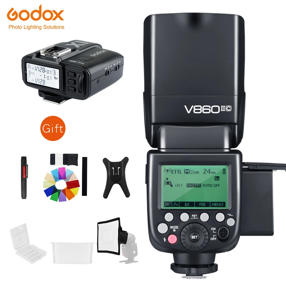 Вспышка Godox V860II GN60 HSS 1/8000s TTL Speedlite Flash + X1T Trigger для Canon Nikon Sony Olympus Fujifilm|Фотовспышки| |