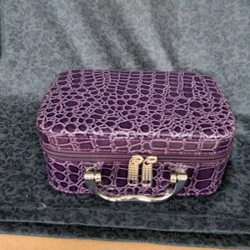 Violet Хит, маленькие косметички из кожи аллигатора, милый цветок, женская косметичка, женская коробка из искусственной кожи, косметичка из крокодиловой кожи, сумка-тоут OC478 - Цвет: Violet