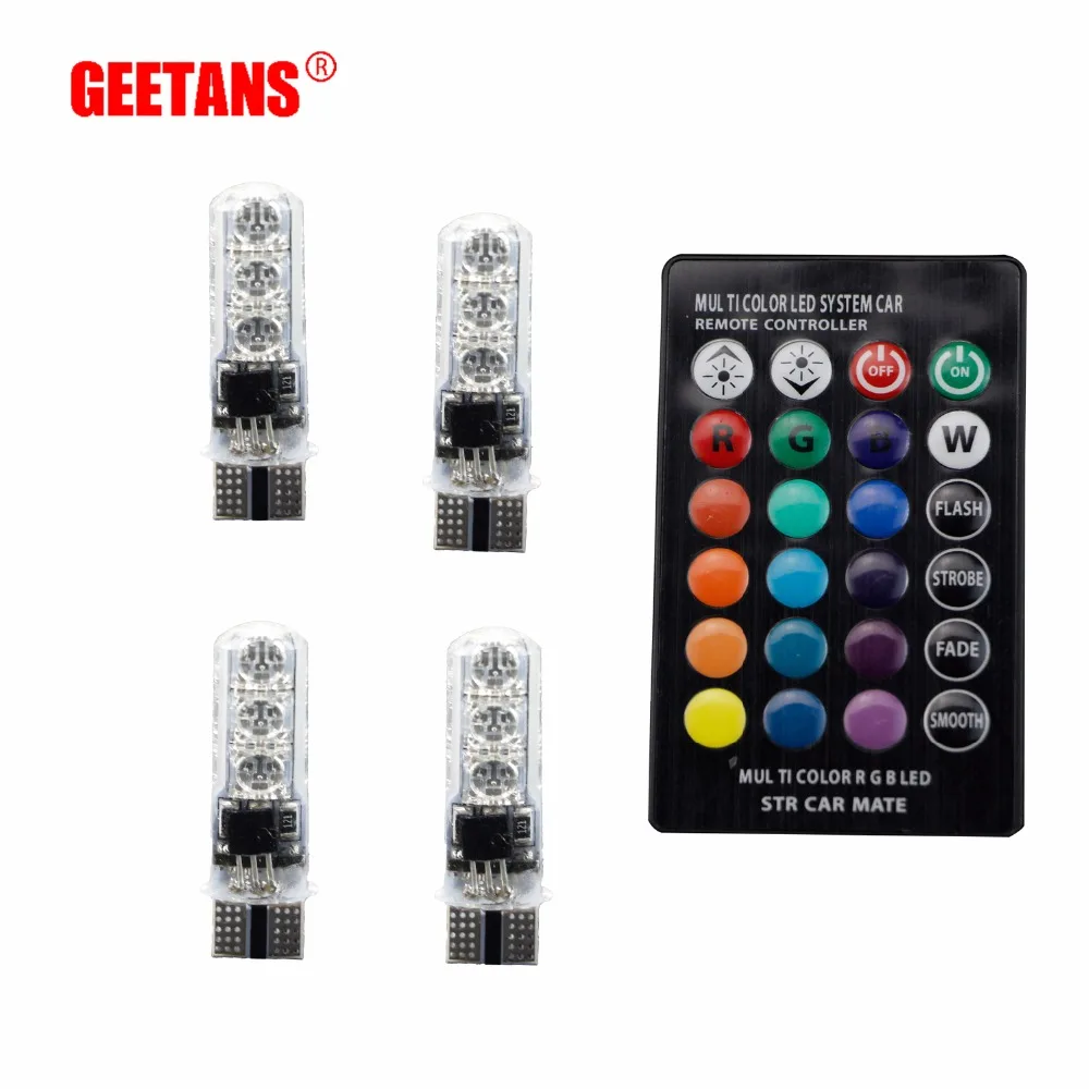 4 шт. автомобисветильник светодиодсветодиодный лампы GEETANS T10 W5W 5050 SMD 12 в RGB|rgb interior