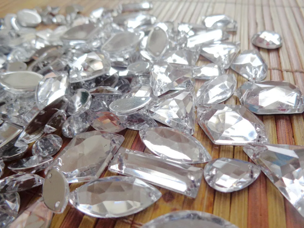 300 шт. акриловые стразы в форме загрузки серебристые Стразы для шитья вручную |