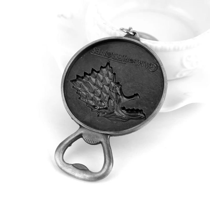 8 Игра престолов открывалка для бутылок Брелок Дом Старк из Winterfell скоро зима 5,2 см металлический подвесной брелок Серый скейт волк