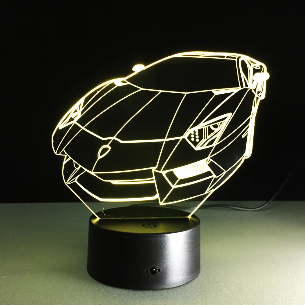 Ночник с 3d иллюзией спортивный гоночный автомобиль настольная лампа