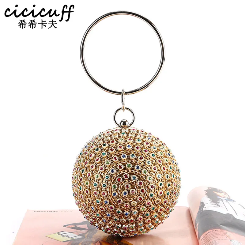 

CICICUFF Women Dinner Bag Shoulder Crossbody Round Chain Party Evening Clutches Travel Fashion Colours Wedding Banquet Bags