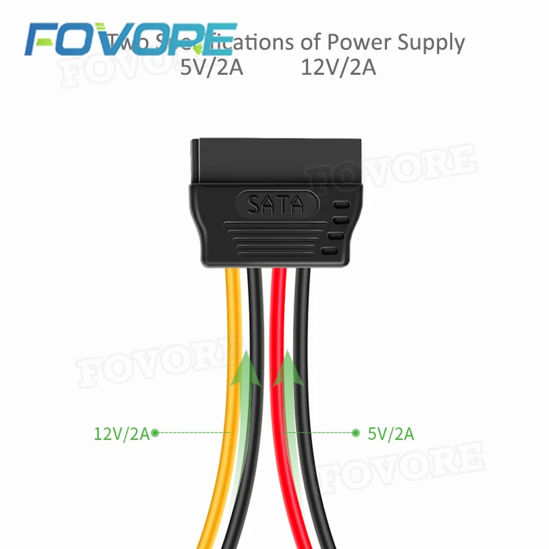 Кабель питания с 4 контактным разъемом Molex Male на 2 SATA Female от IDE к SATA|Компьютерные
