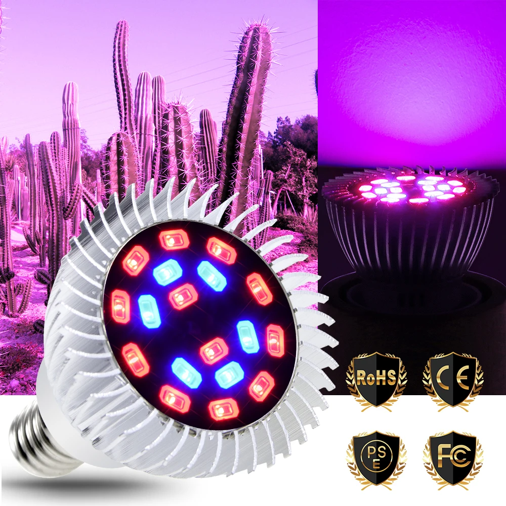 Крытый светодиодные рассады E14 Full Spectrum Led 220 V Phytolamp E27 Гидропоника с увеличительным