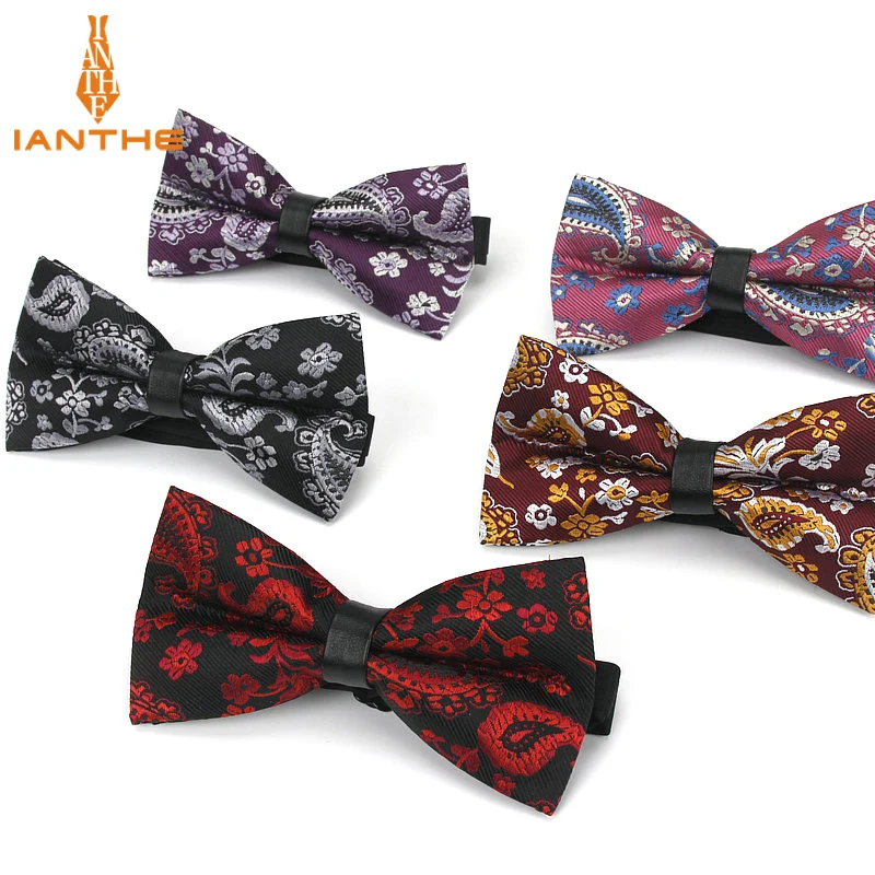 

2018 brand new men's fashion paisley jacquard wedding bow tie for men pu vintage cravatas bowtie designer pattern neck ties