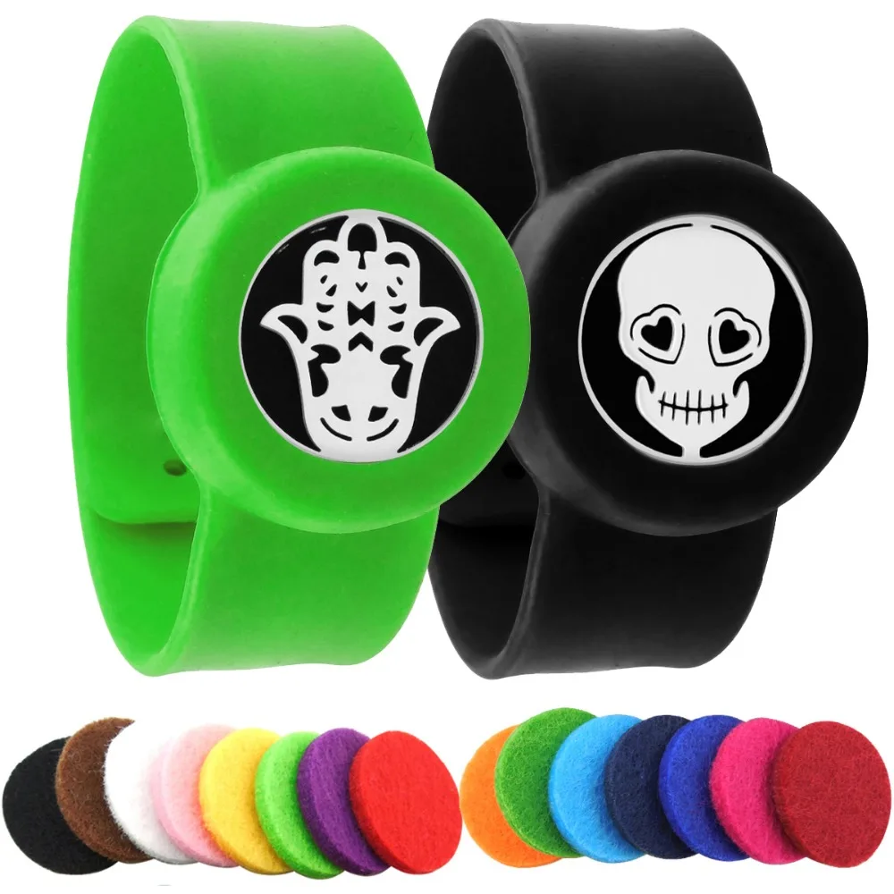 Детский Регулируемый браслет из нержавеющей стали с черепом и эфирным маслом для