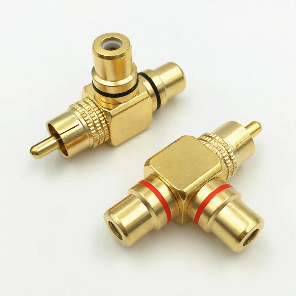 Высококачественный позолоченный разветвитель RCA штекер на 2 гнезда адаптер AV Video
