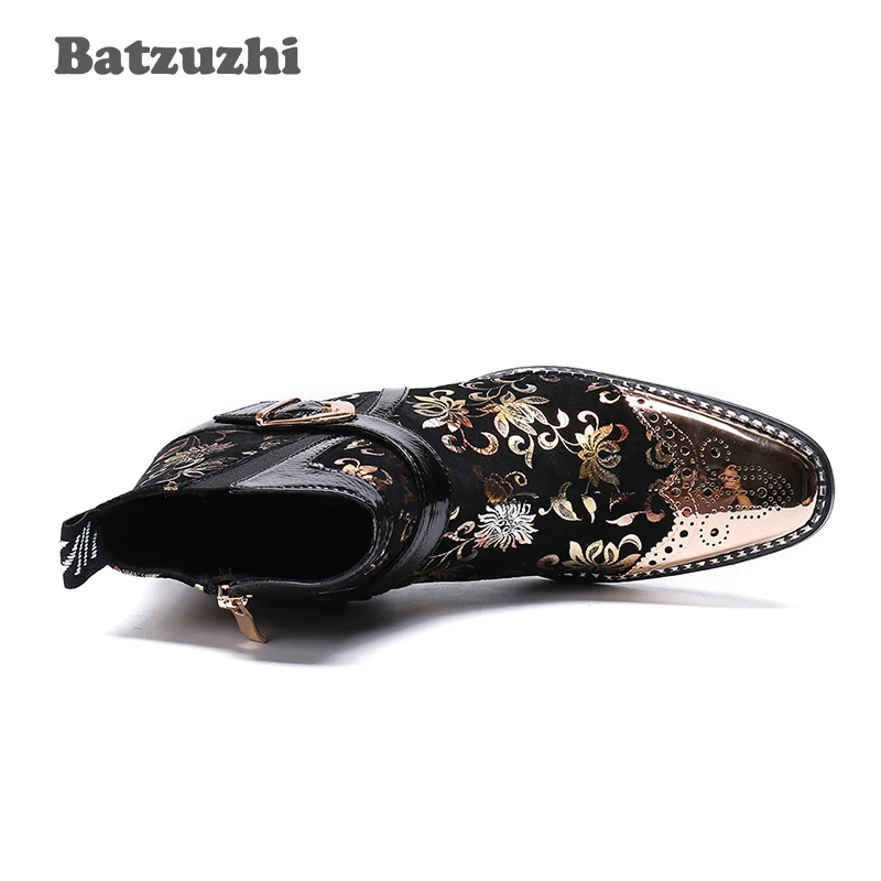 Batzuzhi рок с волнообразным краем zapatos de hombre Мужские ботинки до щиколотки черного