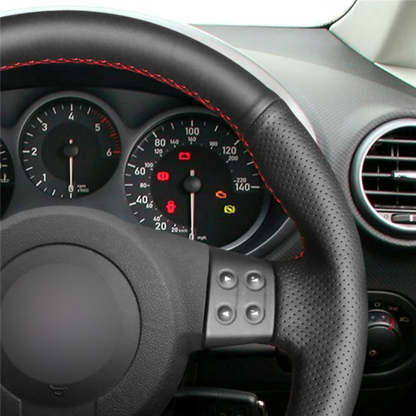 MEWANT черный мягкий чехол рулевого колеса автомобиля из натуральной кожи для Seat Leon