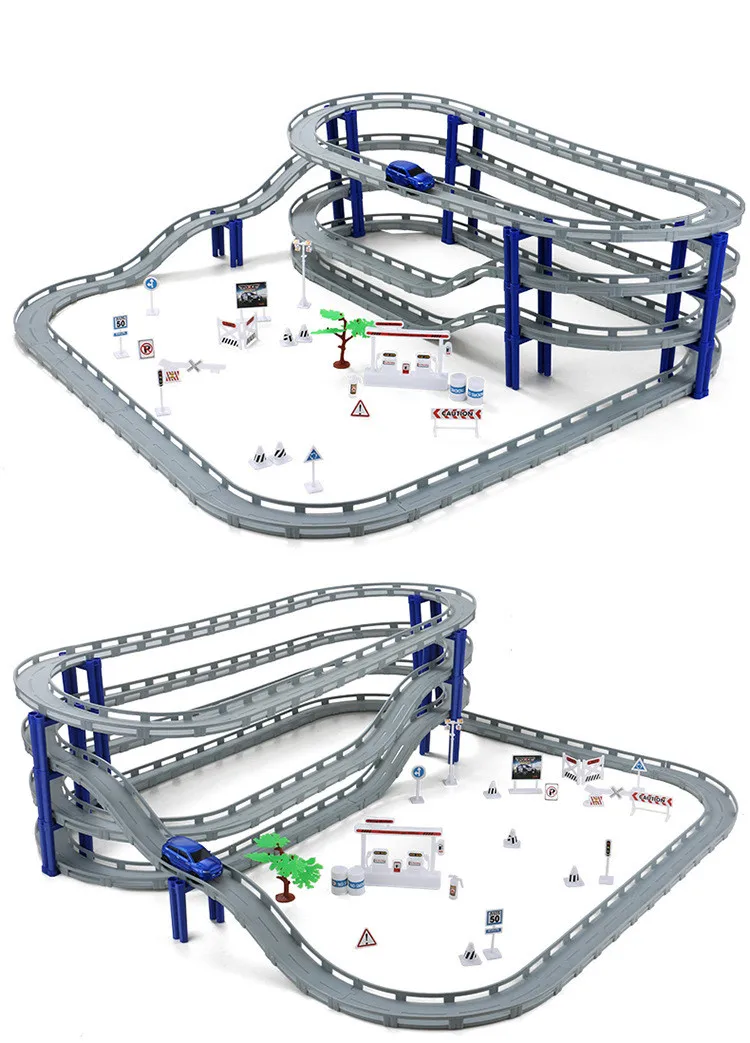 MylitDear Электрический гоночный вагон детский поезд трек модель игрушечный Железнодорожный трек гоночный Дорожный транспорт строительный комплект пазов игрушки